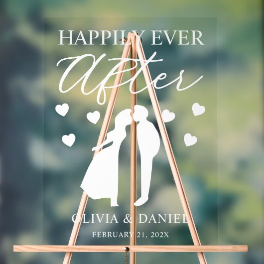 Happily Ever After Personalized Wedding アクリルサイン (ニュートラル)