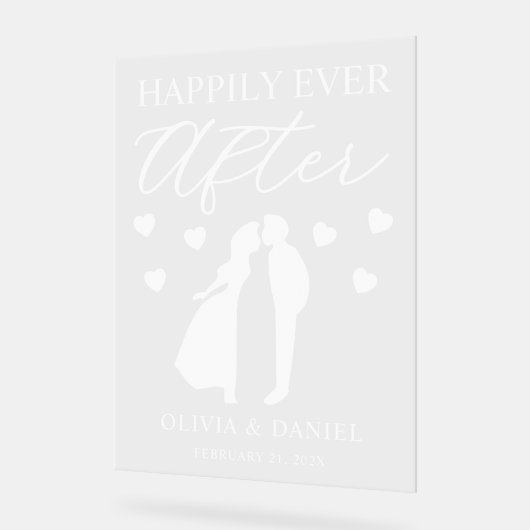 Happily Ever After Personalized Wedding アクリルサイン (傾斜)