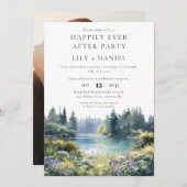 Happily Ever After Photo Forest Lakeside Wedding 招待状 (正面/裏面)