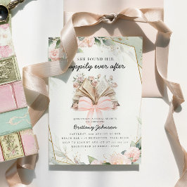 Happily Ever After Pink Floral Book Bridal Shower 招待状