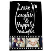 Happily Ever After Quote Custom Photo Reel ミディアムペーパーバッグ (正面)