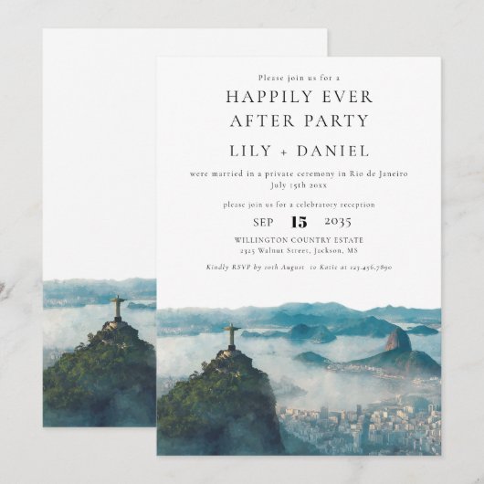 Happily Ever After Rio de Janeiro Brazil Wedding 招待状 (正面/裏面)