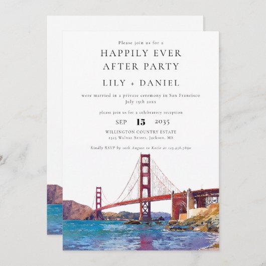 Happily Ever After San Francisco Wedding 招待状 (正面/裏面)