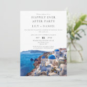 Happily Ever After Santorini Greece Photo Wedding 招待状 (スタンド正面)