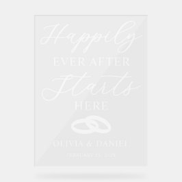 Happily Ever After Starts Here Custom Wedding アクリルサイン