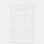 Happily Ever After Starts Here Wedding Welcome アクリルサイン (傾斜)
