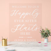 Happily Ever After Starts Here Wedding Welcome アクリルサイン (ウェディング)