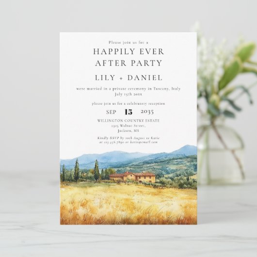Happily Ever After Tuscany Italy Wedding 招待状 (スタンド正面)