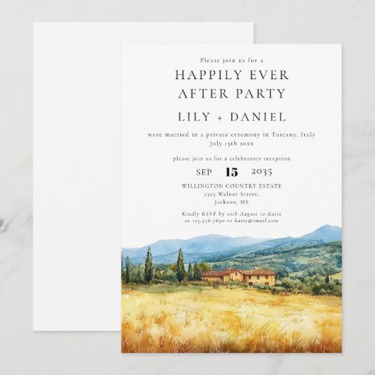Happily Ever After Tuscany Italy Wedding 招待状 (正面/裏面)