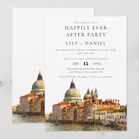Happily Ever After Venice Wedding 招待状 (正面/裏面)