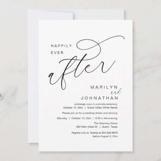 Happily Ever After Wedding Party Dinner Dancing 招待状 (正面)