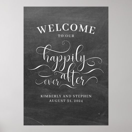 Happily Ever After Wedding Welcome Sign ポスター (正面)