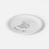 Happily Ever After White Rose Wedding Paper Plates ペーパープレート (アングル)