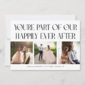 Happily Ever After White Wedding Photo サンキューカード (正面)
