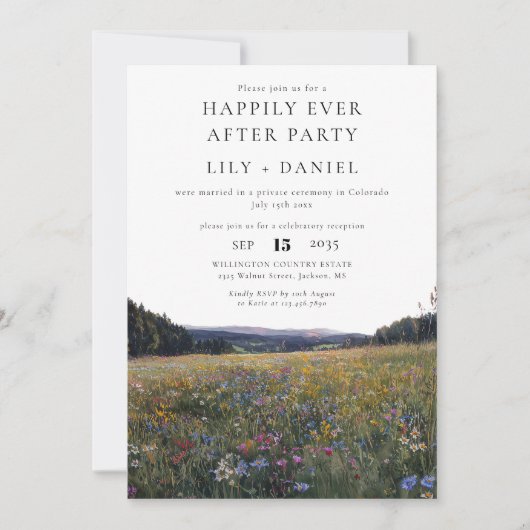 Happily Ever After Wildflowers Floral Wedding 招待状 (正面)