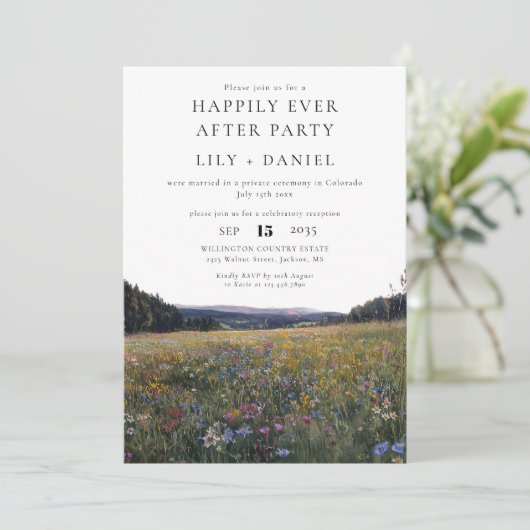 Happily Ever After Wildflowers Floral Wedding 招待状 (スタンド正面)
