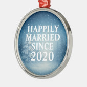 Happily Married Since Custom Couples メタルオーナメント (左)