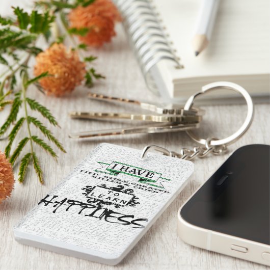 HAPPINESS学には、人生の引用文から教訓 キーホルダー (正面右)