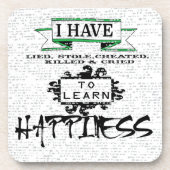 HAPPINESS学には、人生の引用文から教訓 コースター (正面)