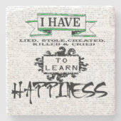 HAPPINESS学には、人生の引用文から教訓 ストーンコースター (正面)