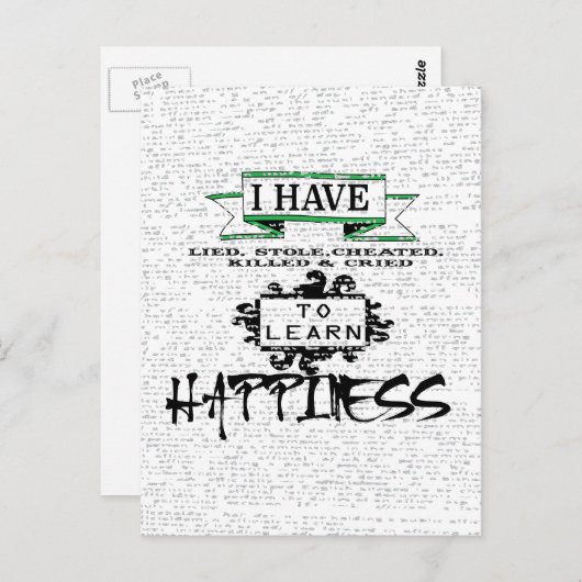 HAPPINESS学には、人生の引用文から教訓 ポストカード (正面/裏面)