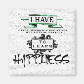 HAPPINESS学には、人生の引用文から教訓 マグネット (正面)