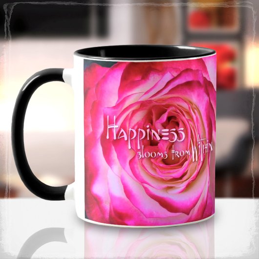 Happiness開花Within Hot Pinkバラ写真 マグカップ