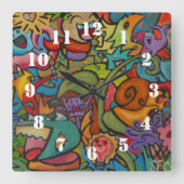 Happiness By Squid Fear City スクエア壁時計 (正面)