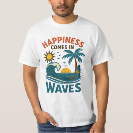 Happiness Comes in Waves - メンズ モチベーションビーチ Tシャツ