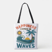 Happiness Comes in Waves - 女性向けインスピレーションT トートバッグ (裏面)