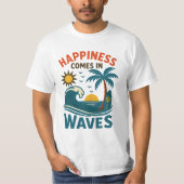 Happiness Comes in Waves - Men's Motivational Beac Tシャツ (正面)