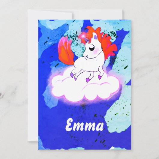Happiness cute magic unicorn 招待状 (正面)