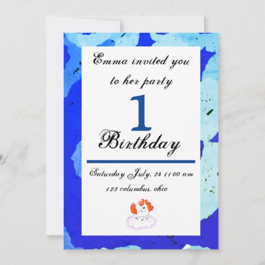 Happiness cute magic unicorn 招待状 (裏面)