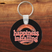 happiness.exe Installing - Vintage 70s Retro Coral キーホルダー (正面)