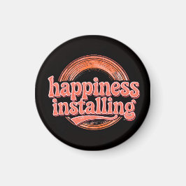 happiness.exe Installing - Vintage 70s Retro Coral マグネット