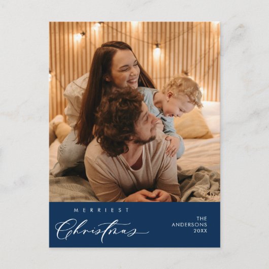 Happiness Greeting メリー Christmas  Family Photo ポストカード (正面)