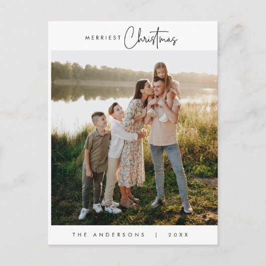 Happiness Greeting メリー Christmas  Family Photo ポストカード (正面)