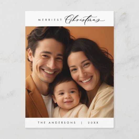 Happiness Greeting メリー Christmas Family Photo ポストカード (正面)