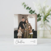 Happiness Greeting Merriest Christmas Family Photo ポストカード (スタンド正面)