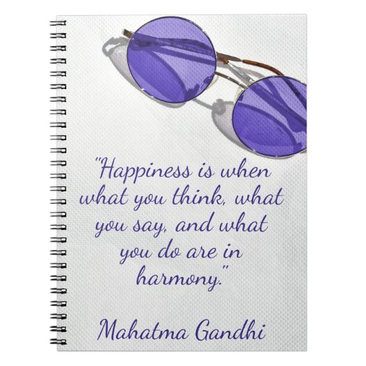 Happiness Harmony Mahatma Ghandi ノートブック (正面)