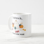 Happiness is a CAT and some WOOL Knitting Cat Mug コーヒーマグカップ (正面左)