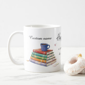 Happiness Is a Cup of Coffee & a Good Book Mug  コーヒーマグカップ