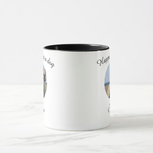Happiness Is a Dog Personalised Mug マグカップ (中央)