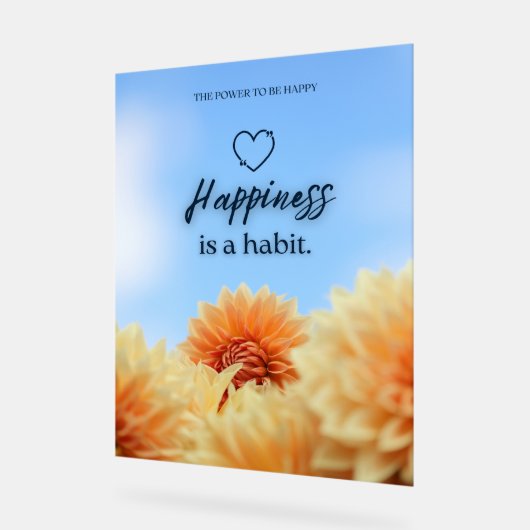 HAPPINESS IS A HABIT アクリルサイン (傾斜)