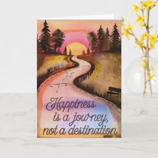 "Happiness is a Journey" Inspirational Card カード (黄色い花)