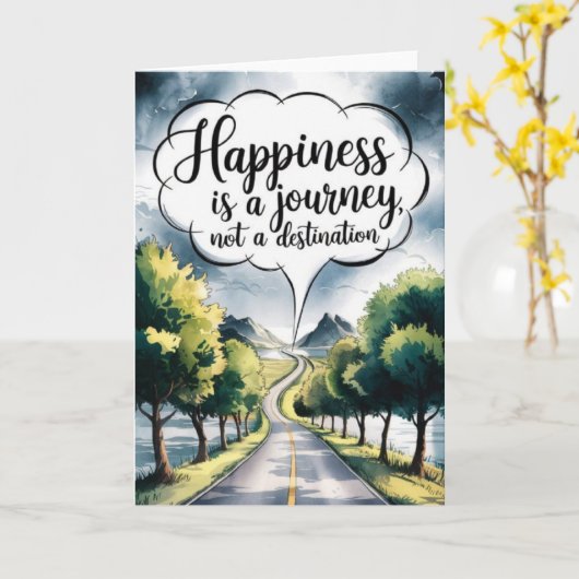 "Happiness is a Journey" Quote Card カード (黄色い花)