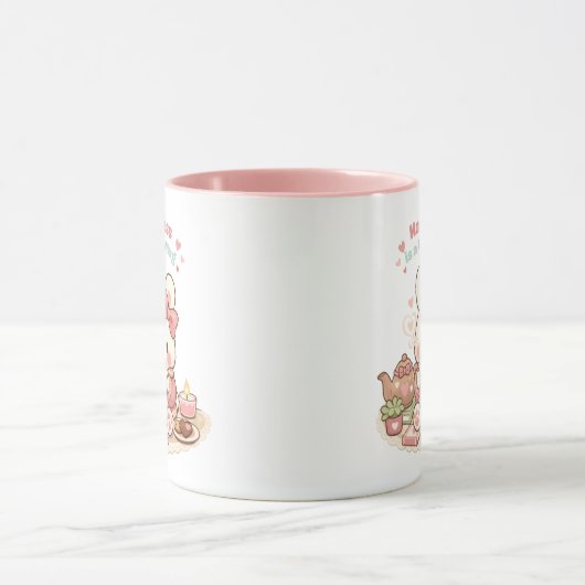 Happiness is a Warm Mug Cute Bunny Rabbit Pink マグカップ (中央)