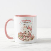 Happiness is a Warm Mug Cute Bunny Rabbit Pink マグカップ (左)