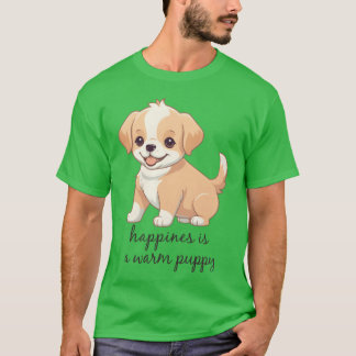 Happiness is a Warm Puppy Dog Puppy Quote boy Tシャツ