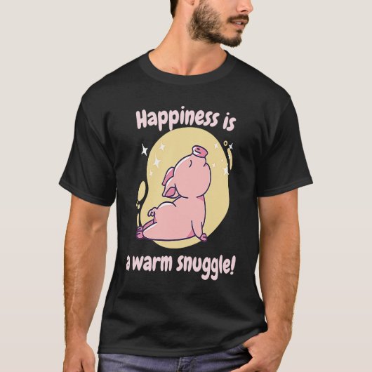 Happiness Is A Warm Snuggle Retro Cute Pig Presen Tシャツ (正面)